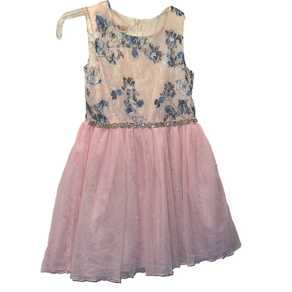 Purple Rose Other - Elegant Pink and Blue Floral Kids Dress